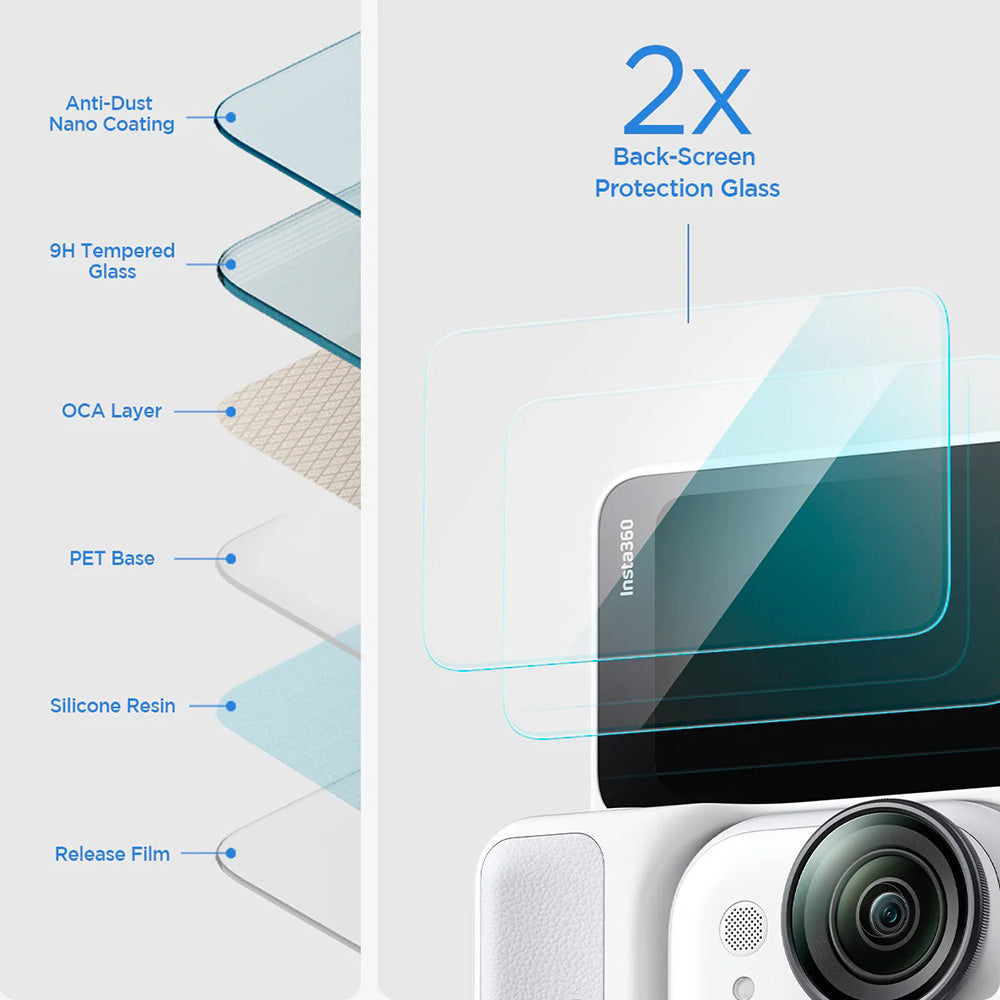 Spigen GlastR Slim -näytönsuojakalvo Insta360 Go Ultra -kameralle, karkaistu lasi, 2 kappaleen setti AGL11171