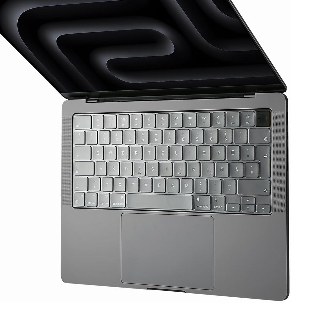 Techsuit PureTypeX näppäimistösuoja Apple MacBook Pro 14 / Air 13 / Air 15 -sarjoille, läpinäkyvä