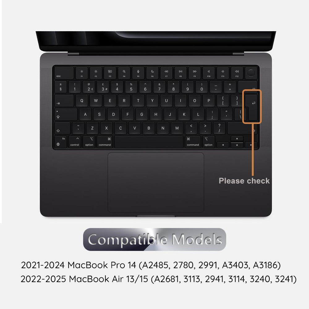 Techsuit PureTypeX näppäimistösuoja Apple MacBook Pro 14 / Air 13 / Air 15 -sarjoille, läpinäkyvä