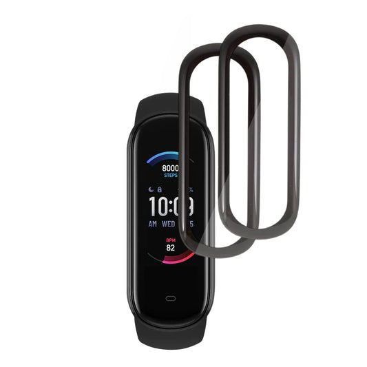 Techsuit Nano Flex -suojakalvo Amazfit Band 5:lle, 2 kappaleen setti, Muovi, Musta