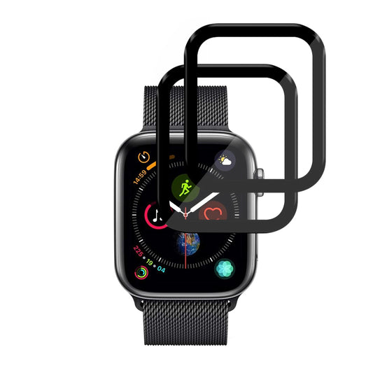 Techsuit Nano Flex -suojakalvo Apple Watch 44mm Series -sarjalle, 2 kappaleen setti, Muovi, Musta