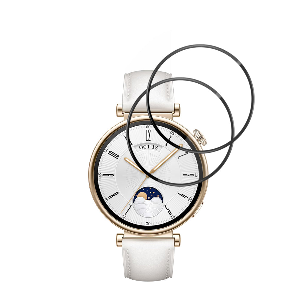 Techsuit Nano Flex -suojakalvo Huawei Watch GT 4 41mm -kelloon, 2 kappaleen setti, Muovi, Musta