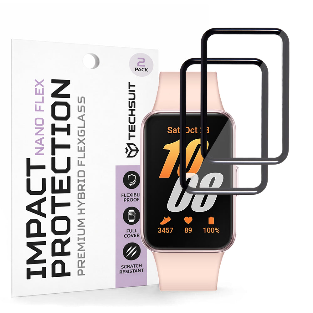 Techsuit Nano Flex -suojakalvo Samsung Galaxy Fit3 R39M:lle, 2 kappaleen setti, muovia, musta