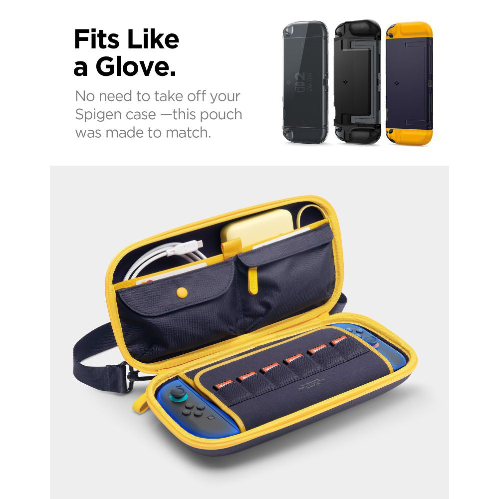 Spigen Nano Pop Pro -suojalaukku Nintendo Switch 2 -konsolille, laivastonsininen