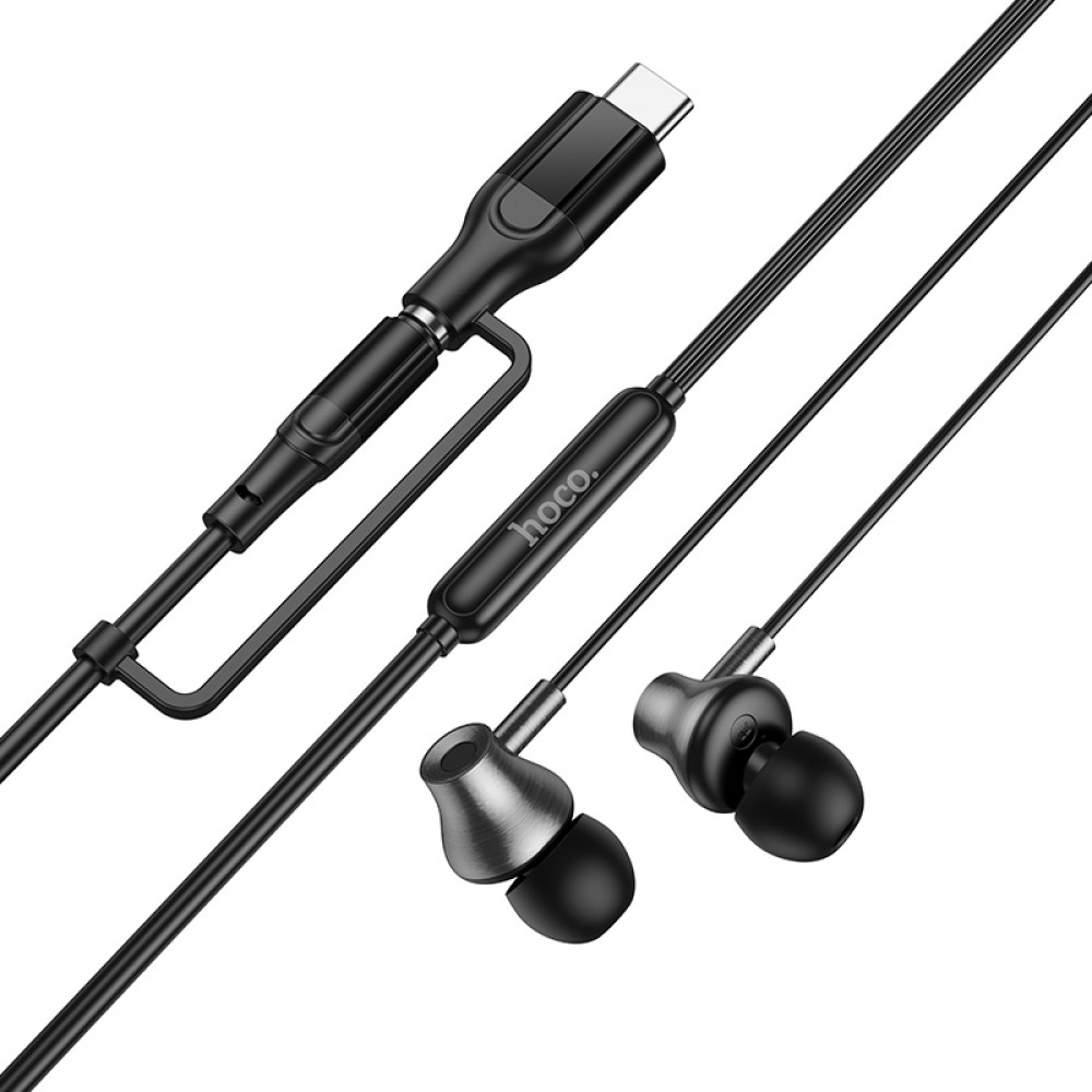 Handsfree 3,5 mm / USB-C HOCO M119A, Musta