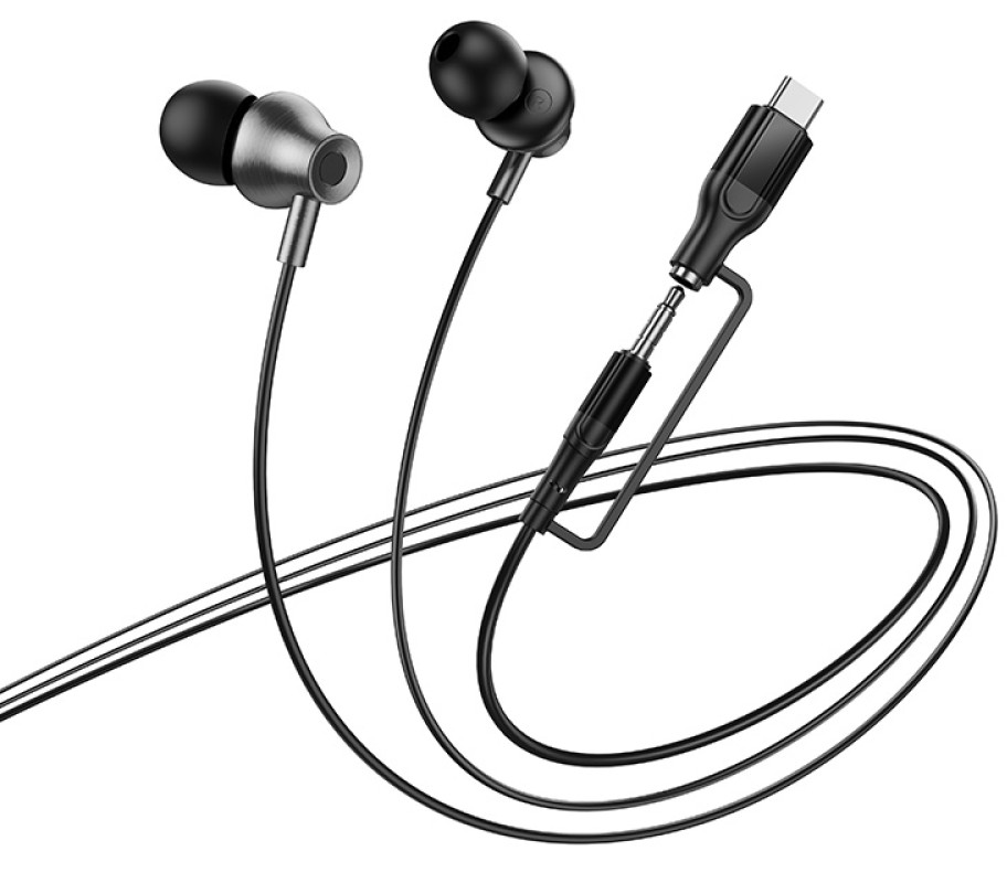 Handsfree 3,5 mm / USB-C HOCO M119A, Musta