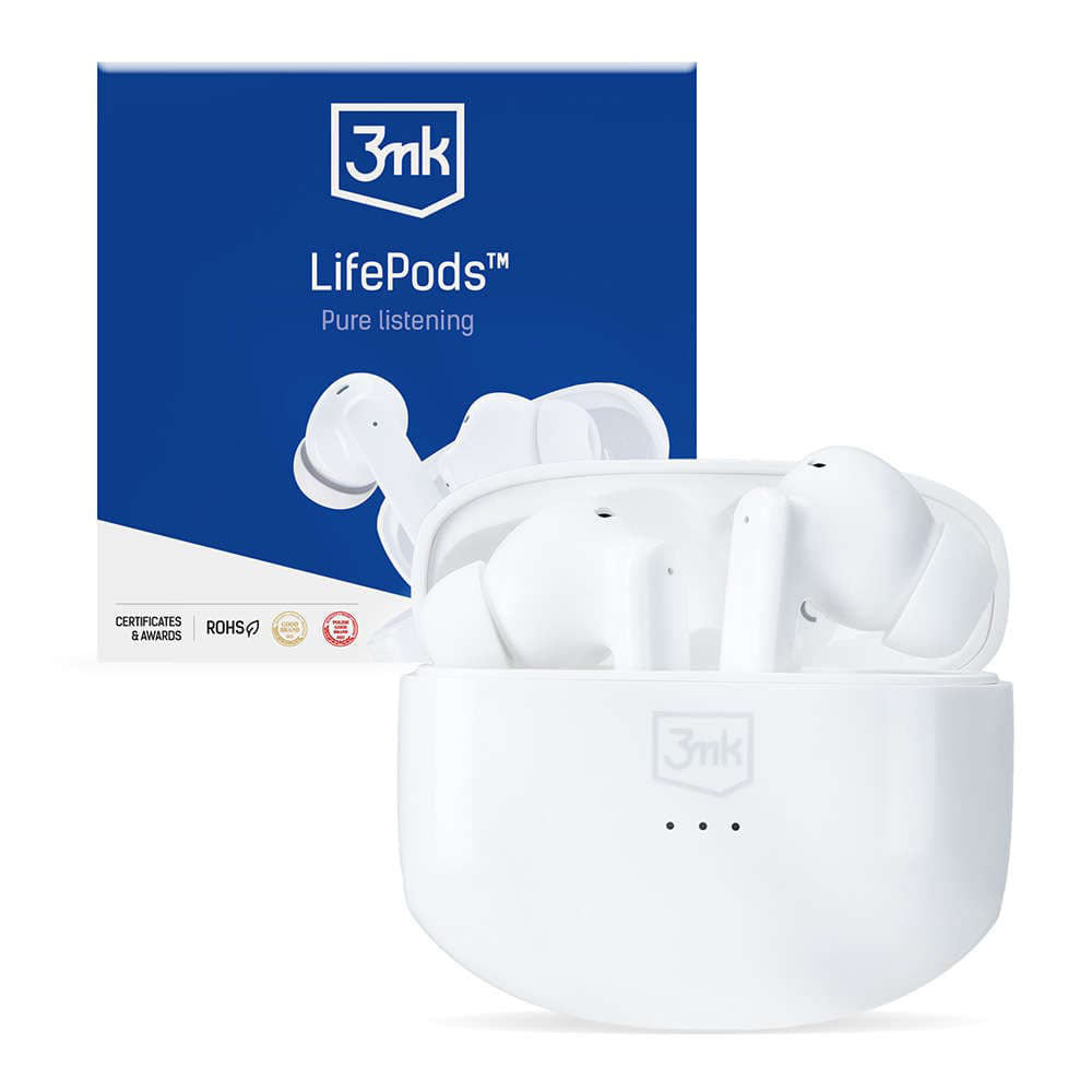 Handsfree Bluetooth 3MK LIFEPODS, TWS, ANC, Valkoinen