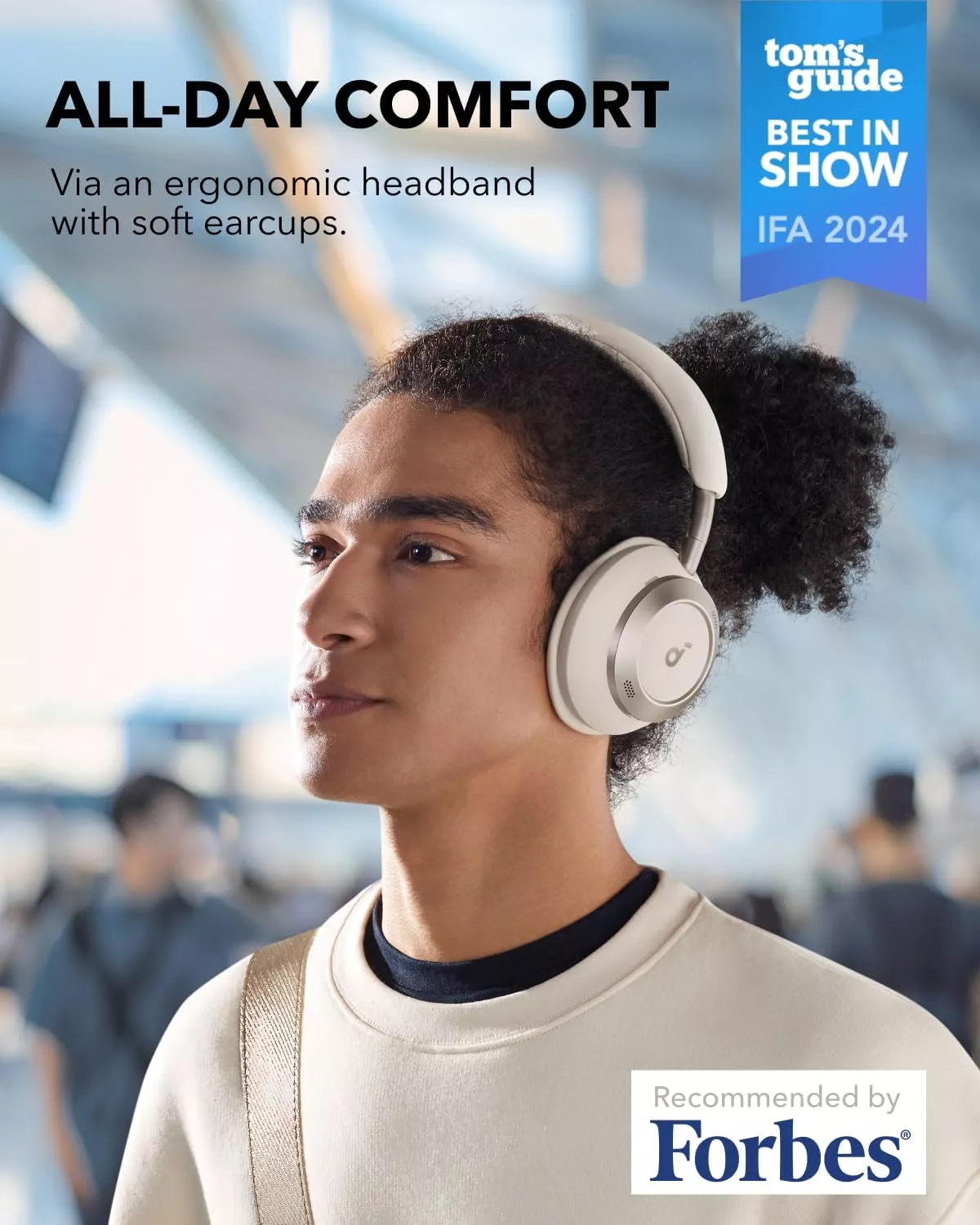 Handsfree Bluetooth Anker Soundcore Space One Pro, A2DP, ANC, Valkoinen A3062G21