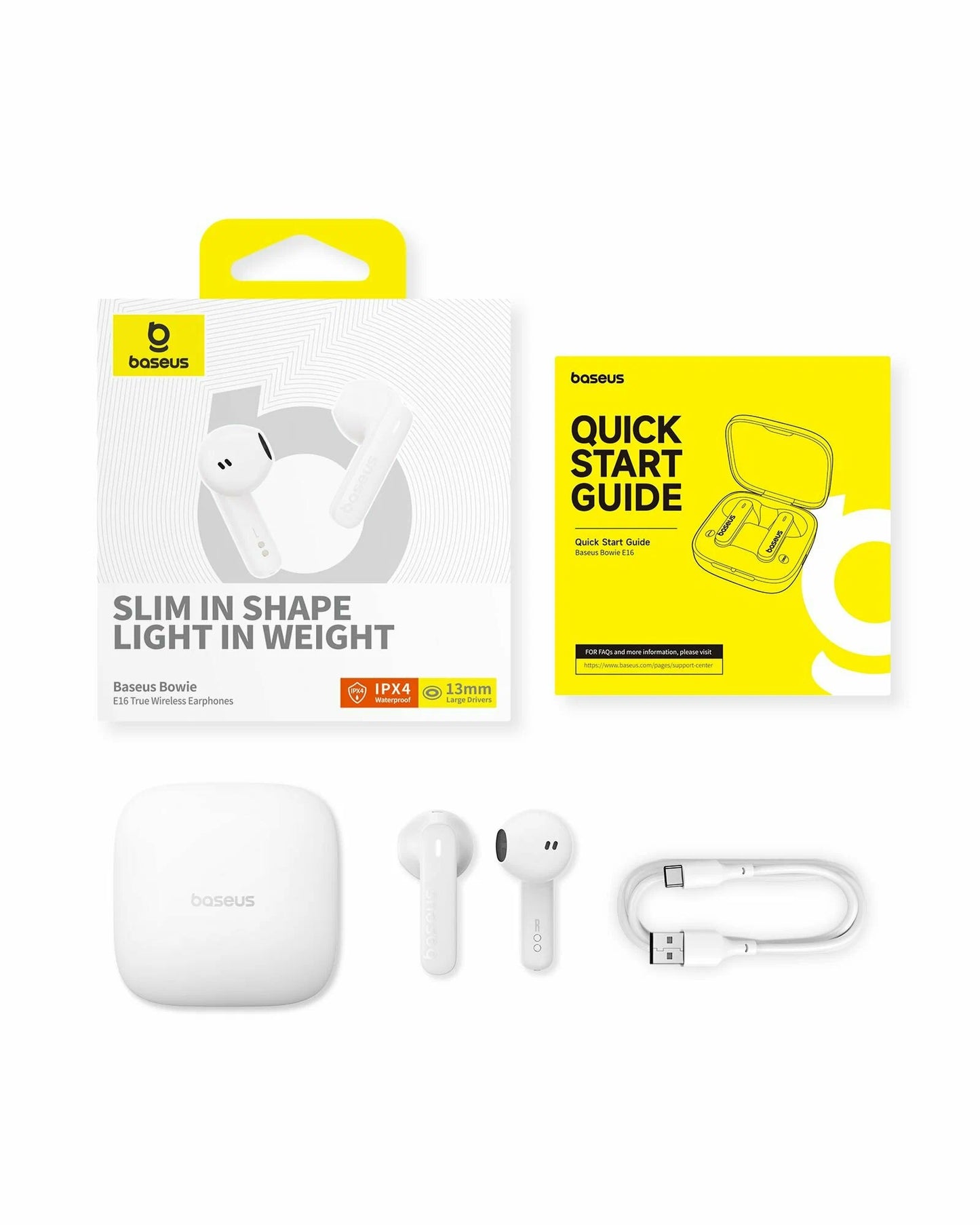 Handsfree Bluetooth Bluetooth Baseus Bowie E16, TWS, valkoinen A00061900223-00