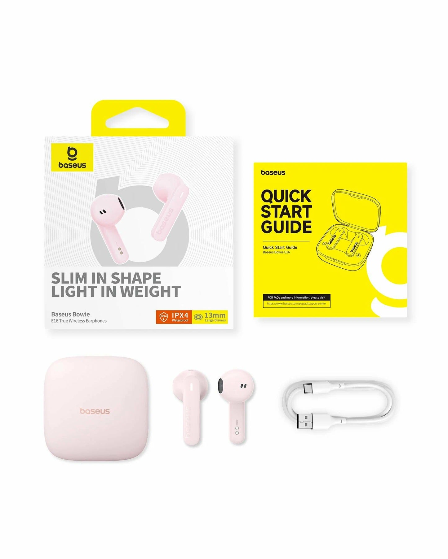 Handsfree Bluetooth Baseus Bowie E16, TWS, Vaaleanpunainen A00061900413-01