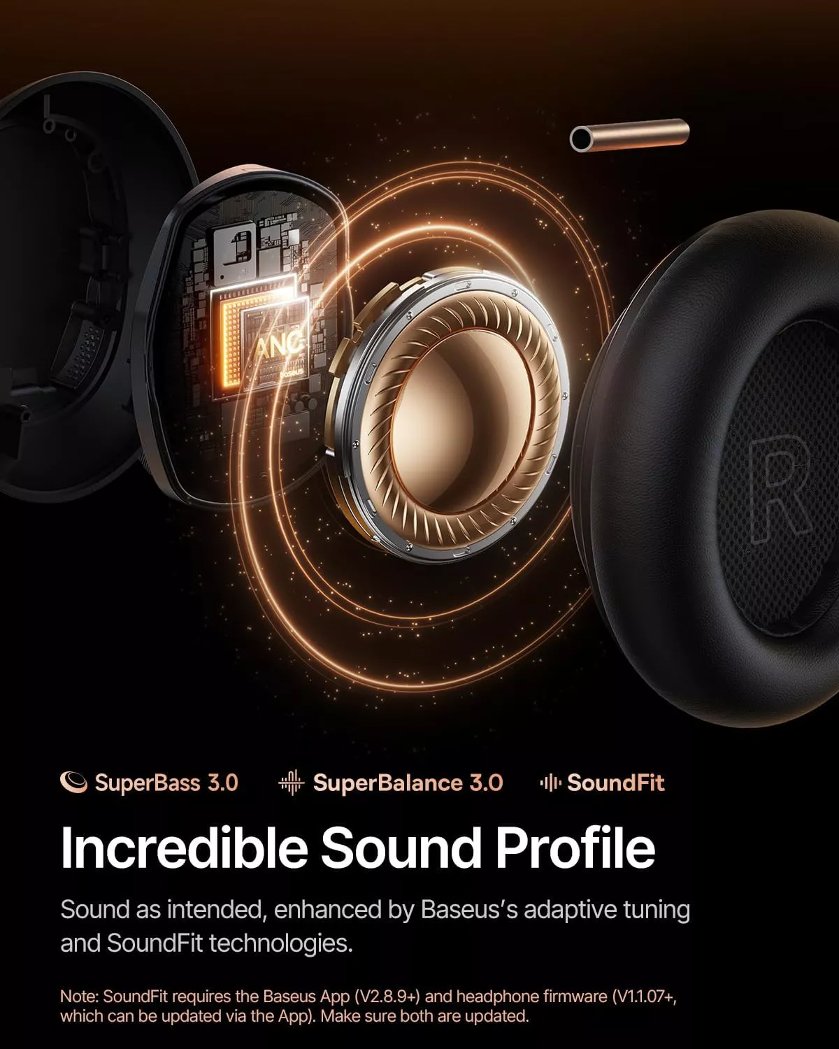 Handsfree Bluetooth Baseus Inspire XH1 Sound by Bose, A2DP, ANC, Musta A00085701123-00