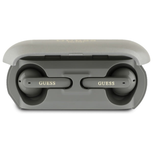 Handsfree Bluetooth Guess Elongated Metallic Printed Logo, TWS, Harmaa