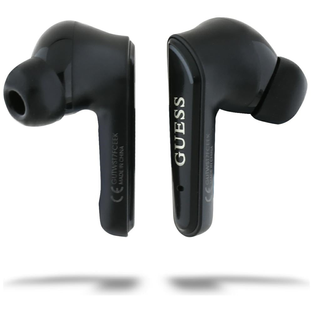 Handsfree Bluetooth Guess Flat Classic Logo Electroplated, TWS, Musta