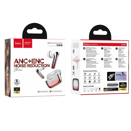 Bluetooth Handsfree Bluetooth HOCO EQ16, TWS, ANC, punainen