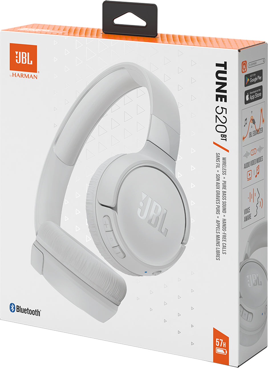 Bluetooth handsfree JBL Tune 520BT, MultiPoint, A2DP, valkoinen JBLT520BTWHT JBLT520BTWHT