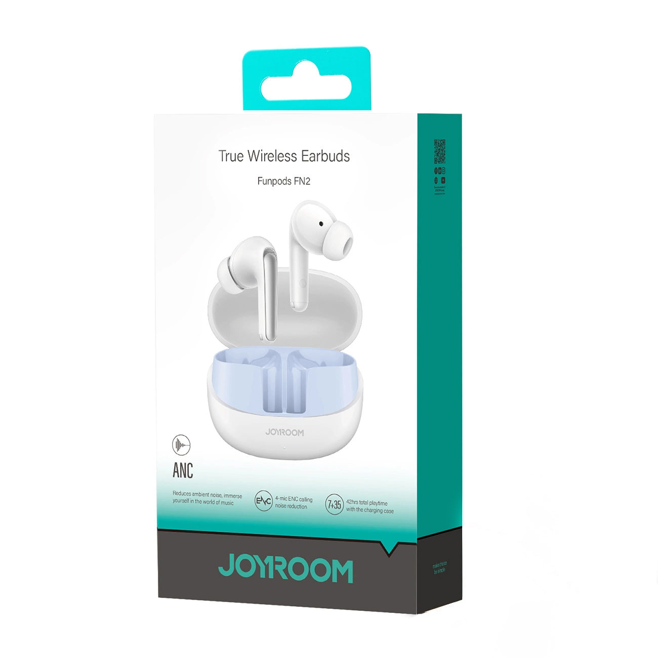 Handsfree Bluetooth Joyroom Funpods JR-FN2, TWS, ANC, Valkoinen