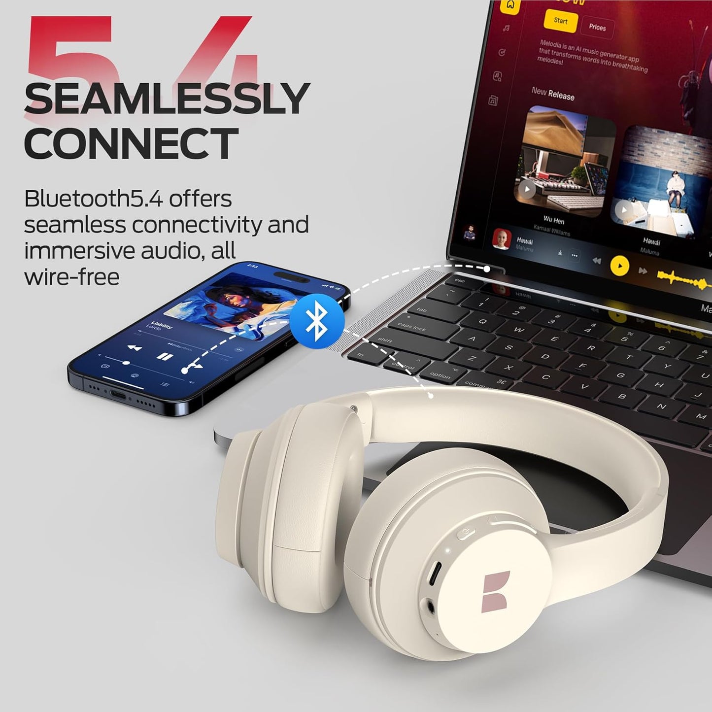Handsfree Bluetooth Monster Mission 100, MultiPoint, A2DP, ANC, Valkoinen