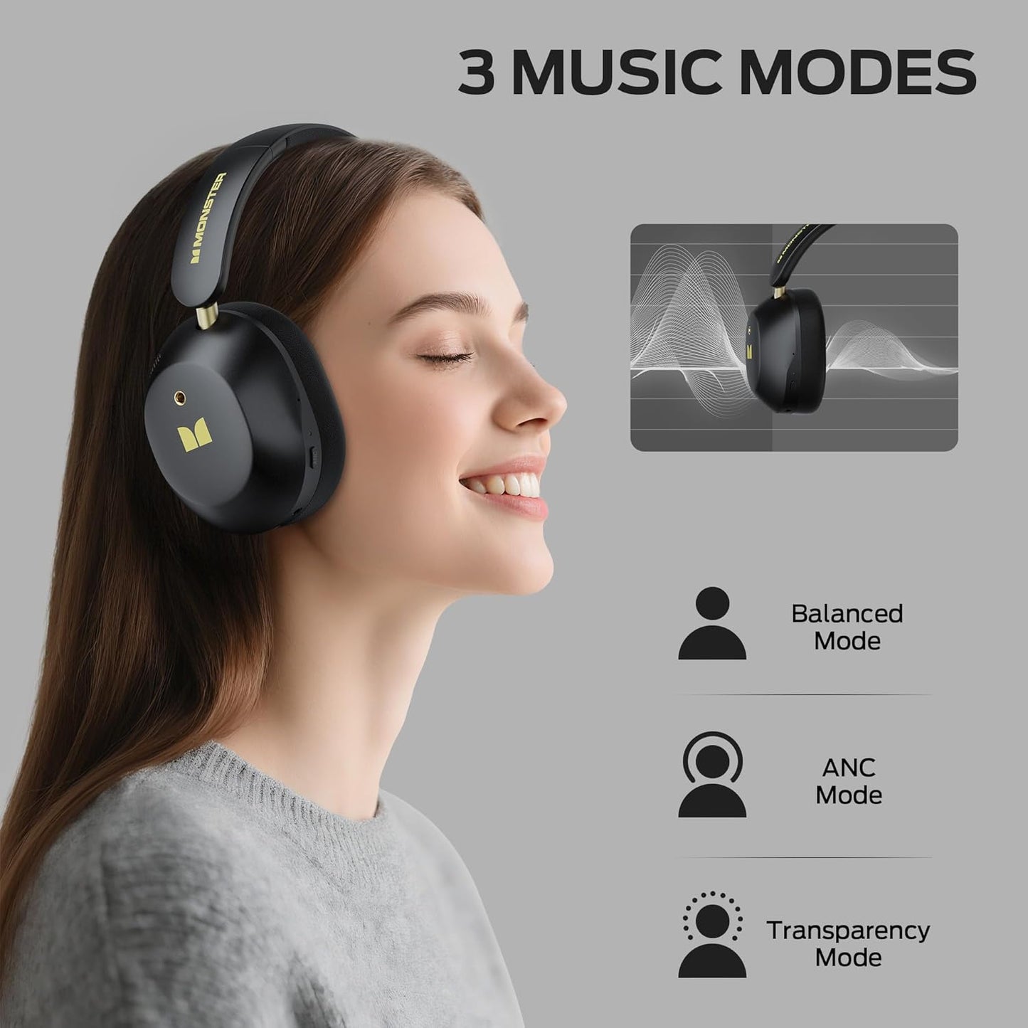 Handsfree Bluetooth Monster Persona 6th, MultiPoint, A2DP, ANC, Musta