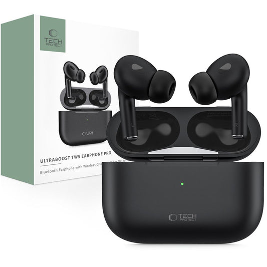 Handsfree Bluetooth Tech-Protect Ultraboost Pro, TWS, musta