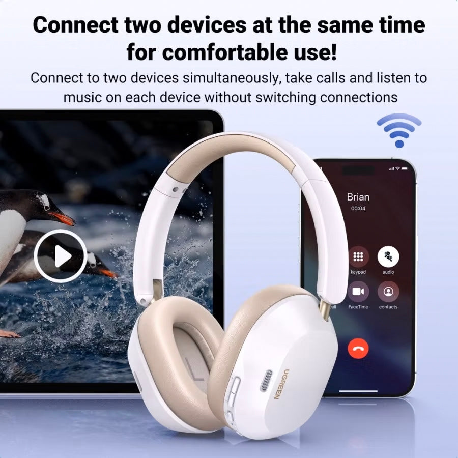 Handsfree Bluetooth UGREEN HiTune Max5C HP203, A2DP, ANC, Valkoinen