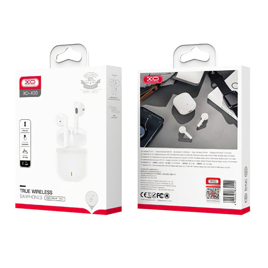 Bluetooth handsfree XO Design X20, TWS, valkoinen