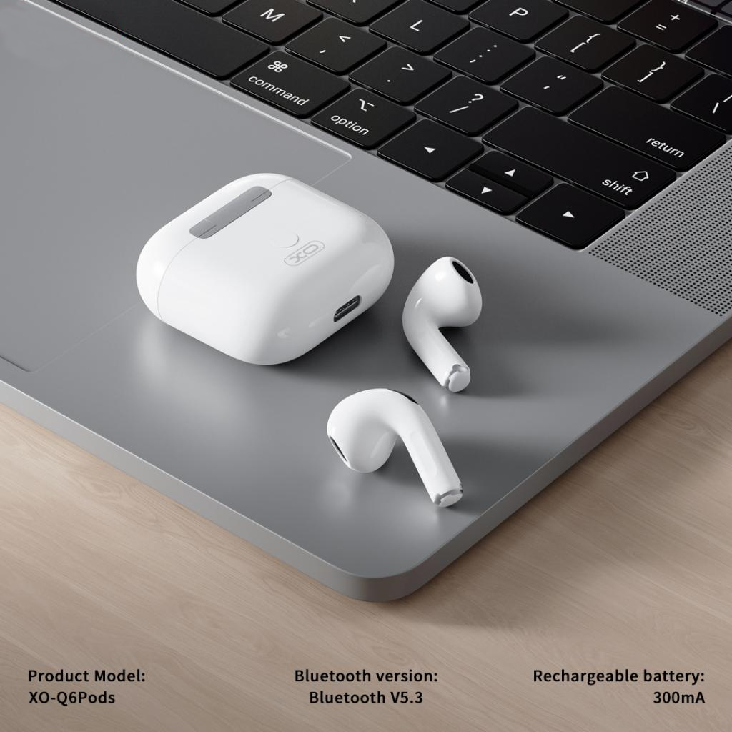 Handsfree Bluetooth XO Design Q6 Pods, TWS, Valkoinen