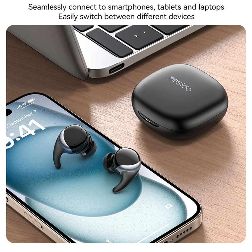 Handsfree Bluetooth Yesido TWS30, TWS, ANC, Musta