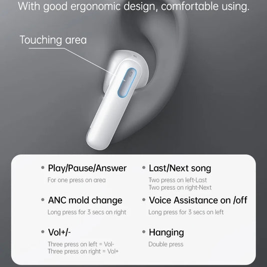 Handsfree Bluetooth Yesido TWS34, TWS, ANC, Valkoinen
