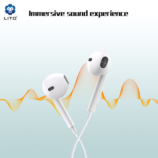 Handsfree USB-C Lito LF01T, 1.2m, Valkoinen