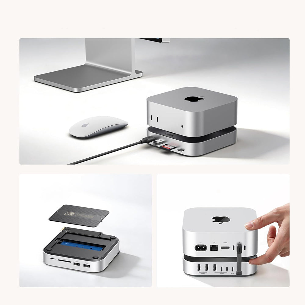 UGREEN CM841A monitoiminen keskitin (95094) Apple Mac Mini M4 / Pro, 10in1, harmaa