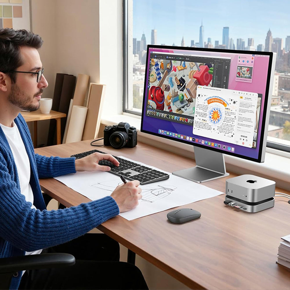 UGREEN CM841A monitoiminen keskitin (95094) Apple Mac Mini M4 / Pro, 10in1, harmaa
