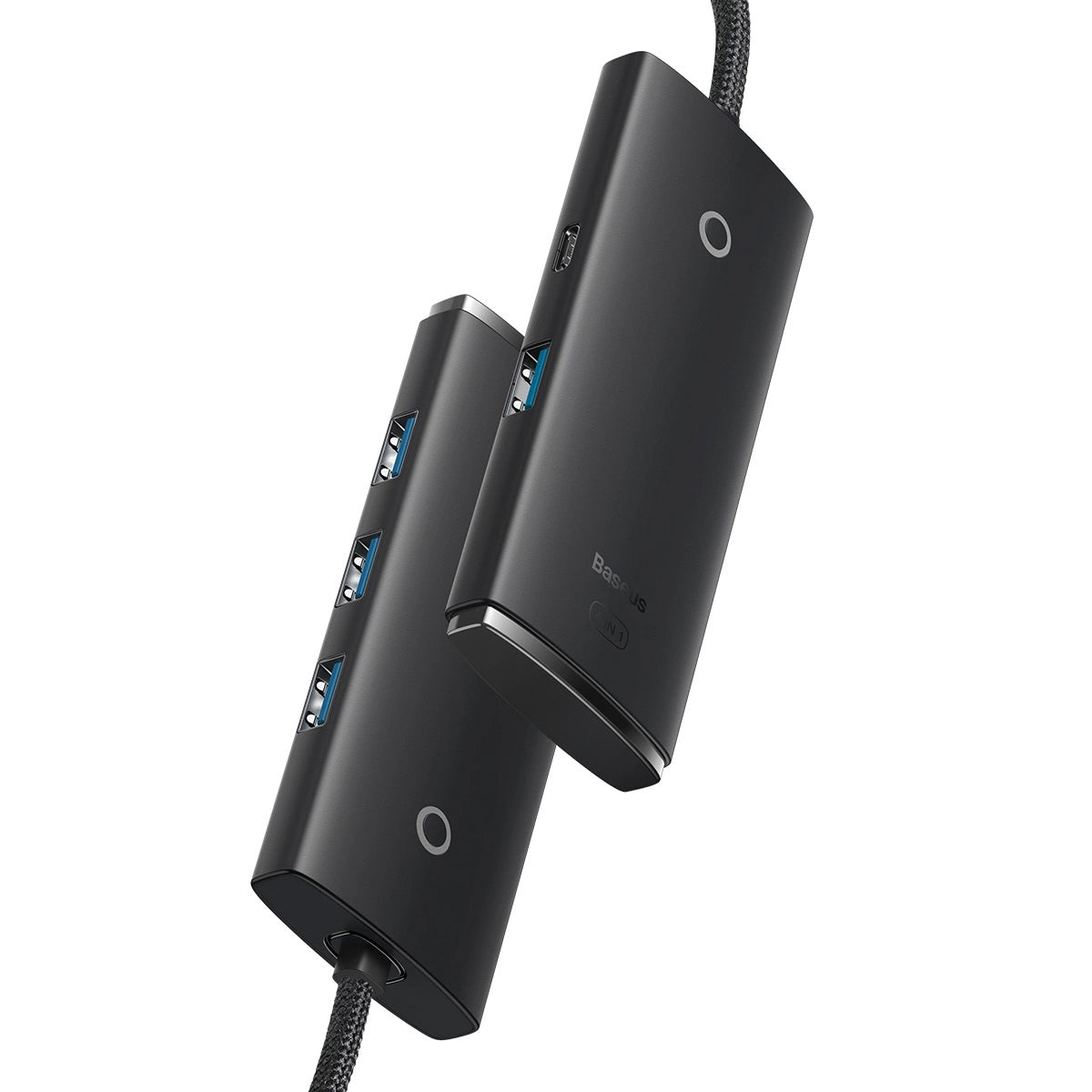 Hub USB Baseus Lite, 4 x USB-A 3.0 - 1 x USB-C, 2m, Musta WKQX030201