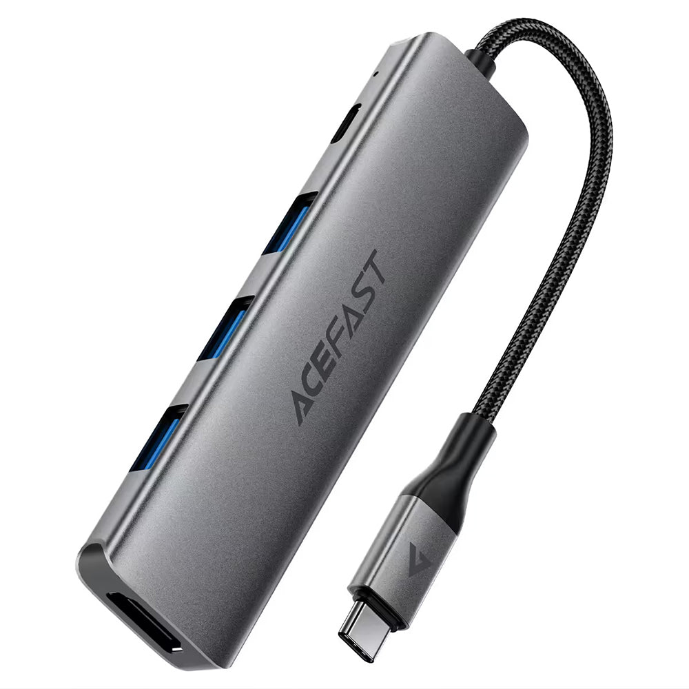Hub USB-C Acefast J16, 5in1, Harmaa