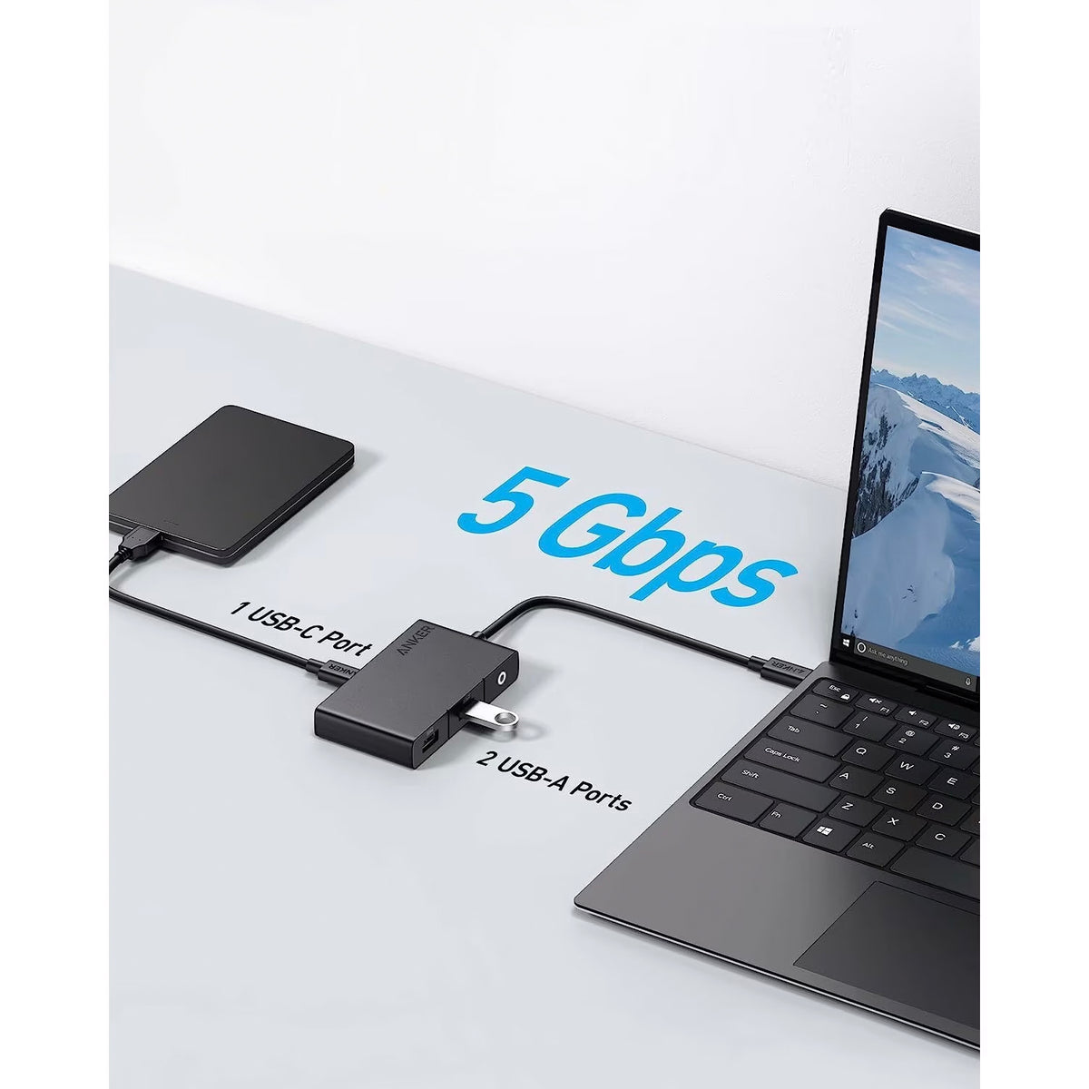 USB-C-keskitin Anker 332, 2 x USB-A - 2 x USB-C - 1 x HDMI, Musta A8356G11