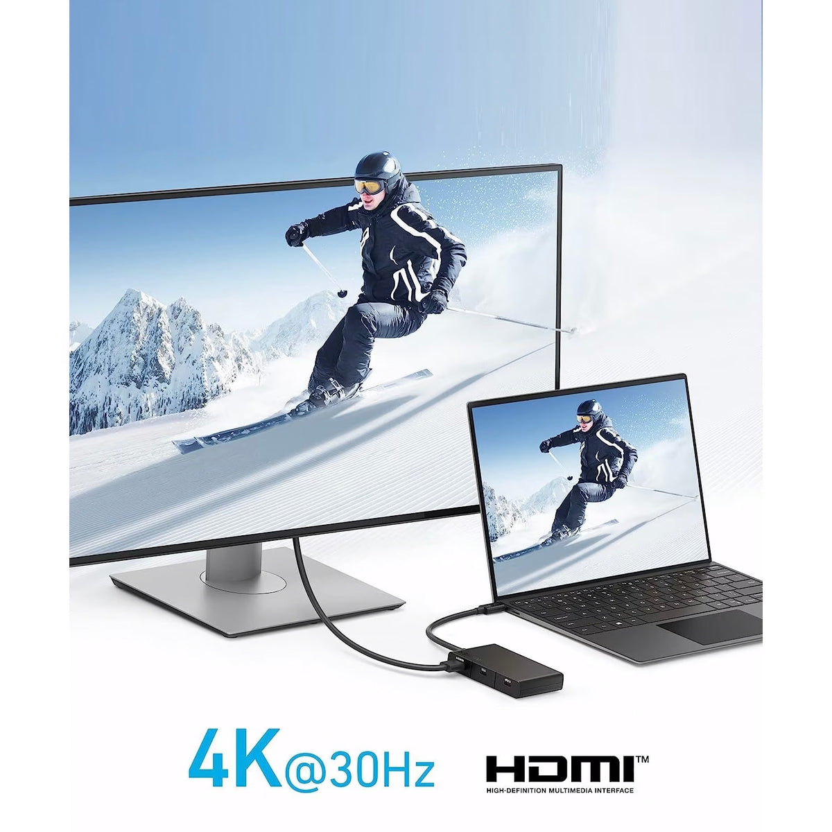 USB-C-keskitin Anker 332, 2 x USB-A - 2 x USB-C - 1 x HDMI, Musta A8356G11