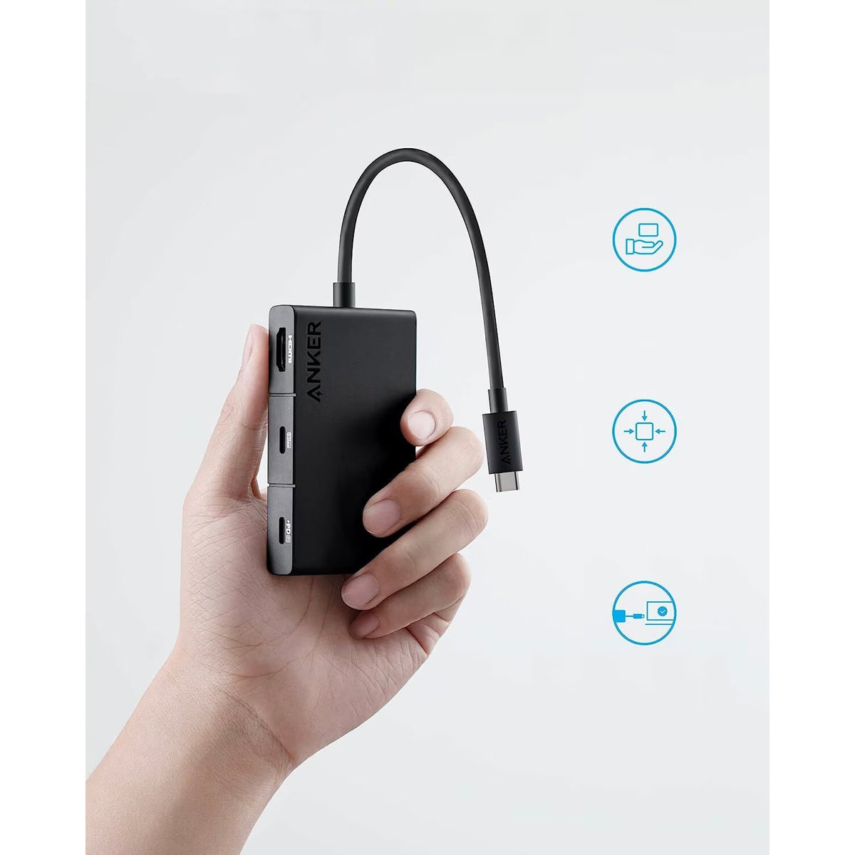USB-C-keskitin Anker 332, 2 x USB-A - 2 x USB-C - 1 x HDMI, Musta A8356G11