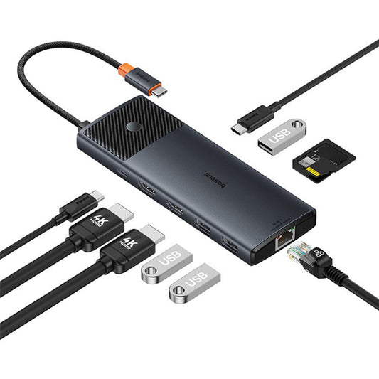 Hub USB-C Baseus Gleam II, 10in1, Musta B0114200