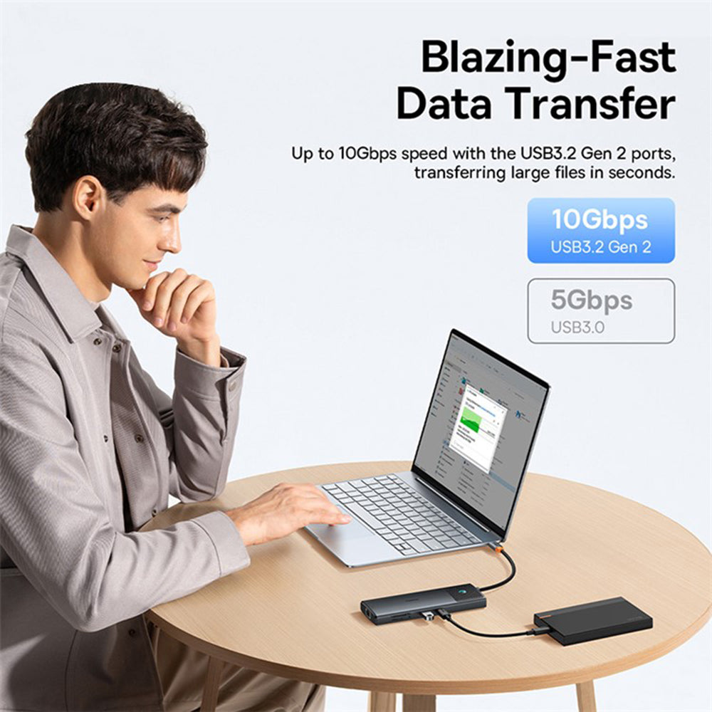 Hub USB-C Baseus Gleam II, 10in1, Musta B0114200