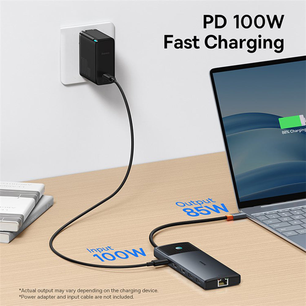 Hub USB-C Baseus Gleam II, 10in1, Musta B0114200