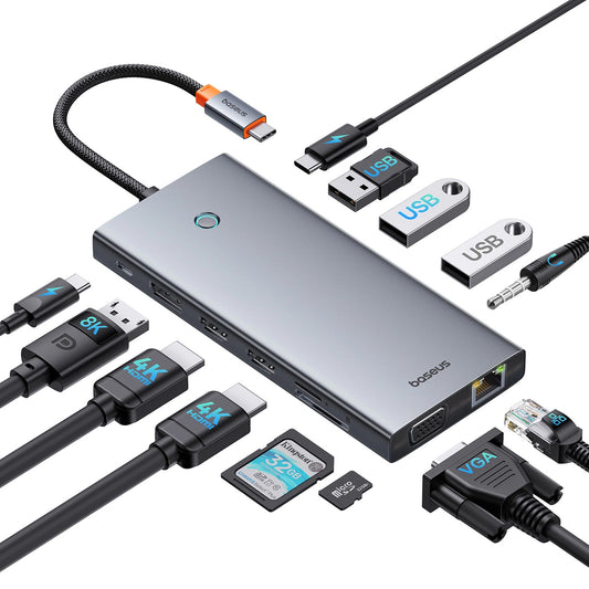 USB-C Hub Baseus PortalJoy, 13in1, Harmaa B00053002811-01