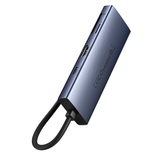 Hub USB-C Baseus UltraJoy, 3 x USB-A 3.0 - 1 x USB-C - 1 x HDMI - 1 x SD - 1 x microSD, Harmaa B00052803811-00