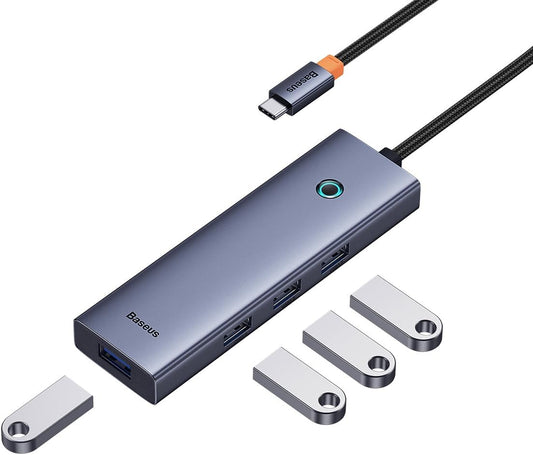 Baseus UltraJoy USB-C -keskitin, 4 x USB-A 3.0, harmaa B0005280A813-03