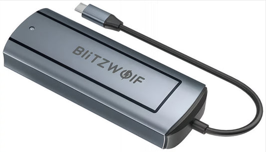 Hub USB-C BlitzWolf BW-Neo TH13, 3 x USB-A 3.0 - 1 x USB-C - 1 x Display Port - 1 x SSD-liitäntä, Harmaa