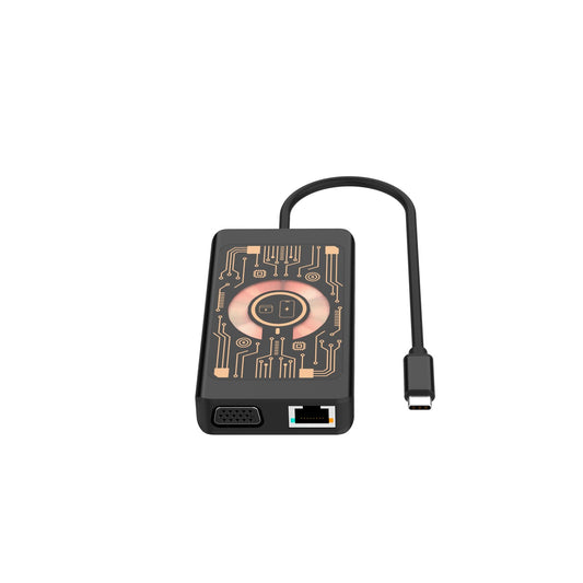 USB-C-hubi langattomalla QI-latauksella Qualo QTPB5-HUB-18, 9in1, Harmaa