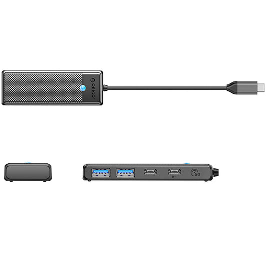 Hub USB-C Orico PAPW2AC-C3, 2 x USB-A 3.0 - 2 x USB-C, Musta