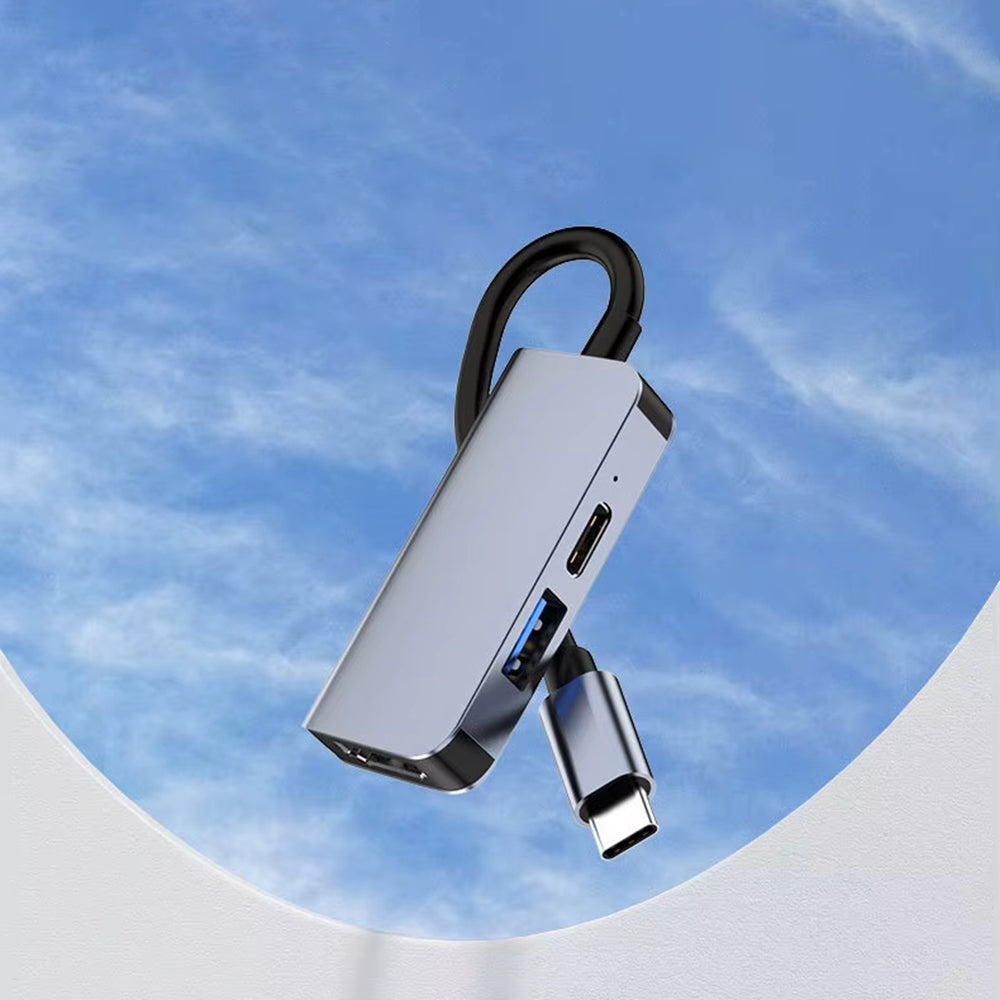 USB-C Techsuit H4 TurboChargeX -keskitin, 3in1, Harmaa