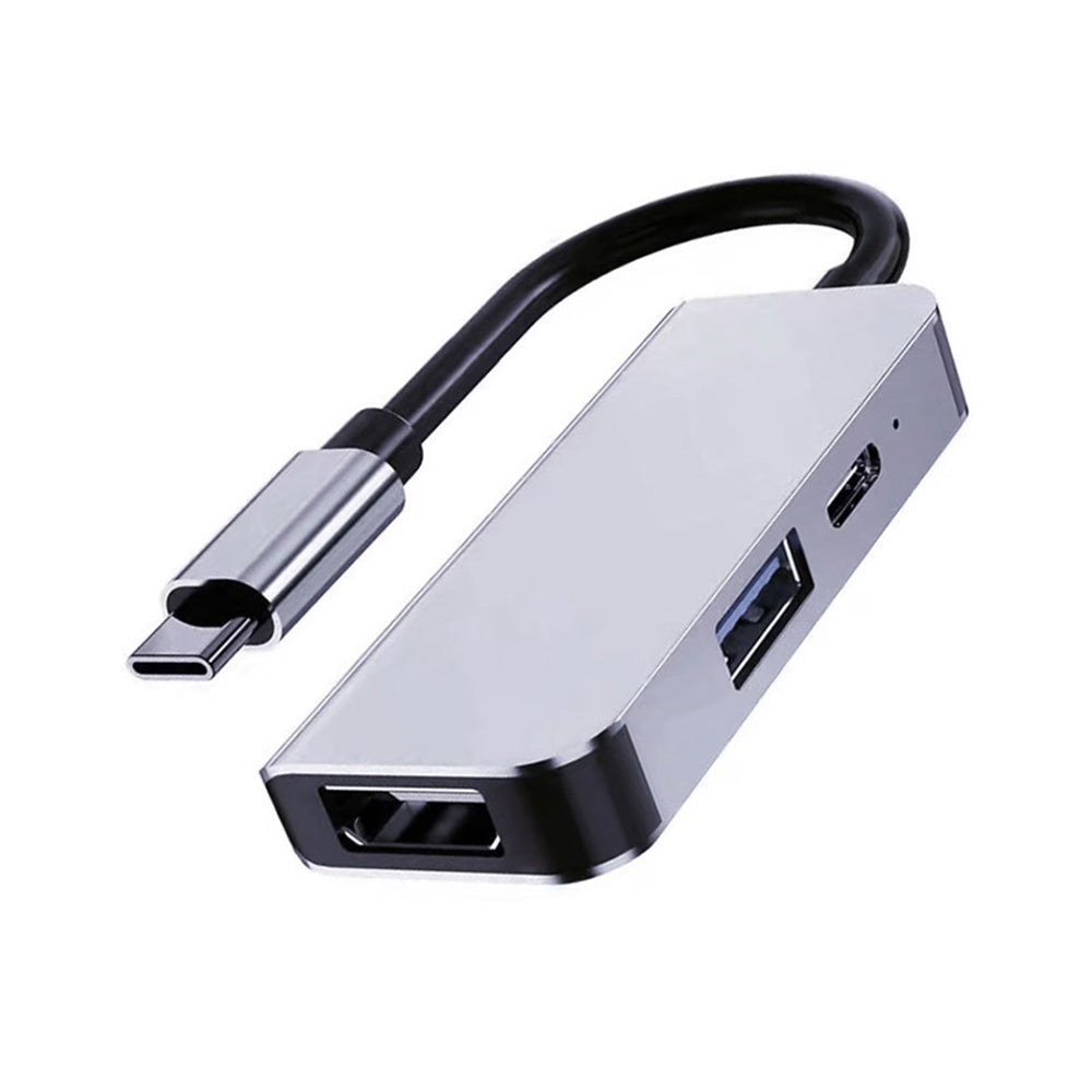 USB-C Techsuit H4 TurboChargeX -keskitin, 3in1, Harmaa