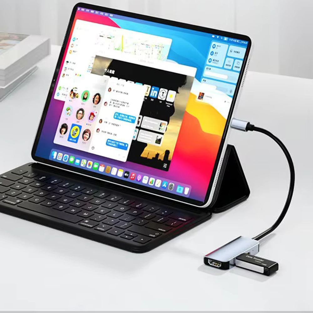 USB-C Techsuit H4 TurboChargeX -keskitin, 3in1, Harmaa