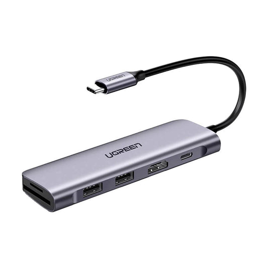 Hub USB-C UGREEN CM195 (15214), 2 x USB-A 3.0 - 1 x USB-C - 1 x HDMI - 1 x SD - 1 x microSD, Harmaa