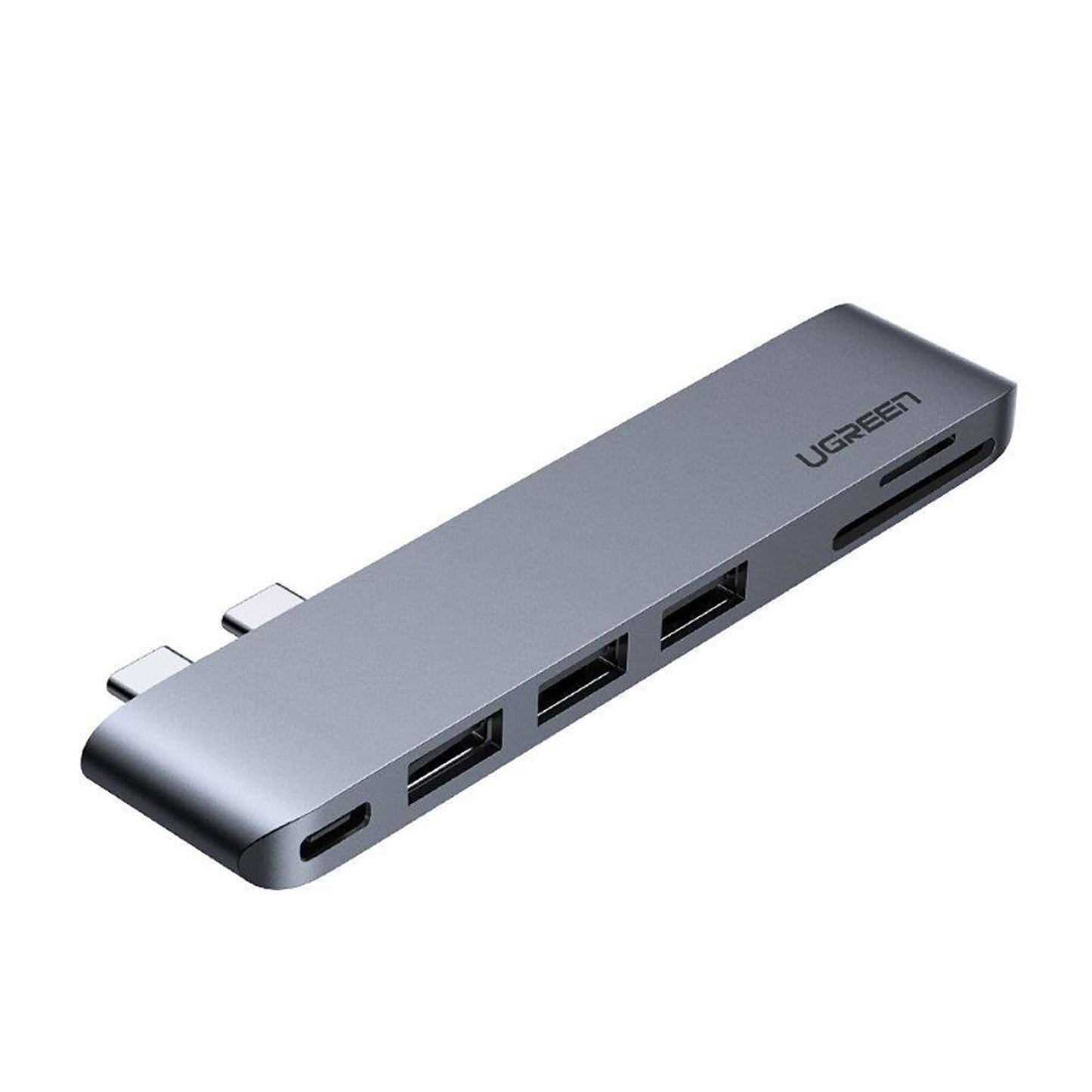 UGREEN CM251 USB-C -keskitin Apple MacBook Pro / Air, 3 x USB-A 3.0 - 1 x USB-C - 1 x SD - 1 x microSD, Harmaa